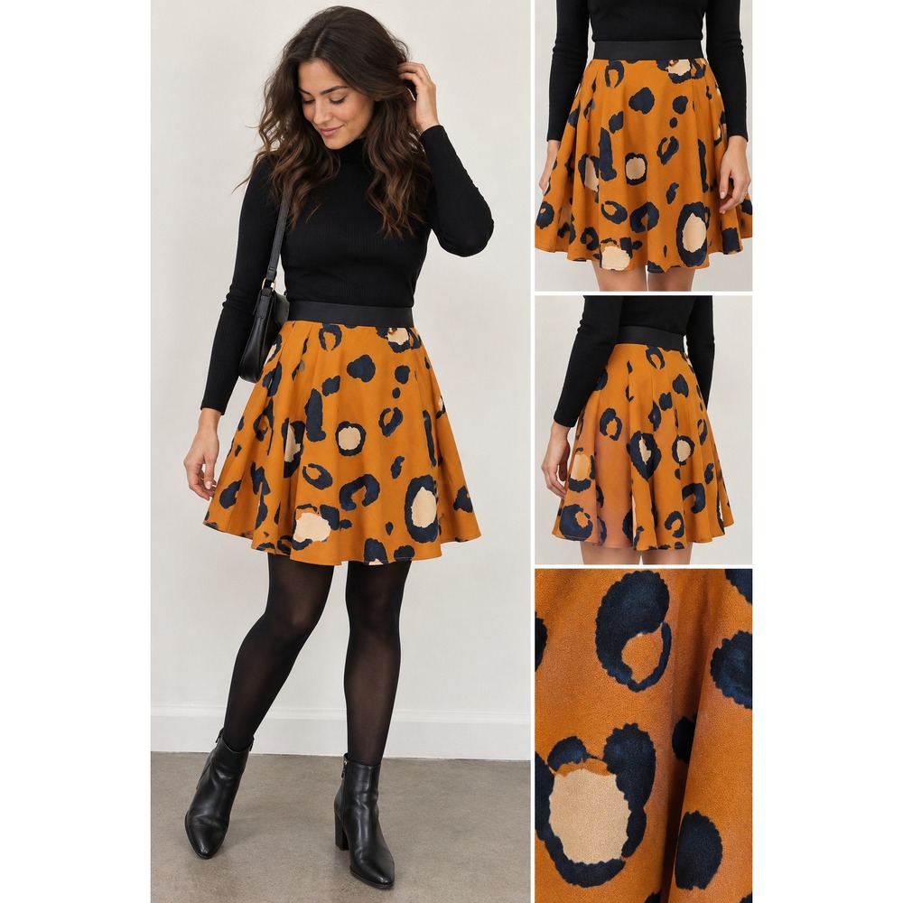 3.1 Phillip Lim Target Skirt 6 Yellow Blue Leopard Print Skater A-Line Mini